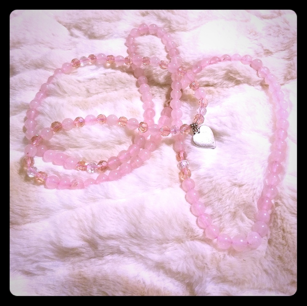 High vibe pink rose quartz crystal bead mala